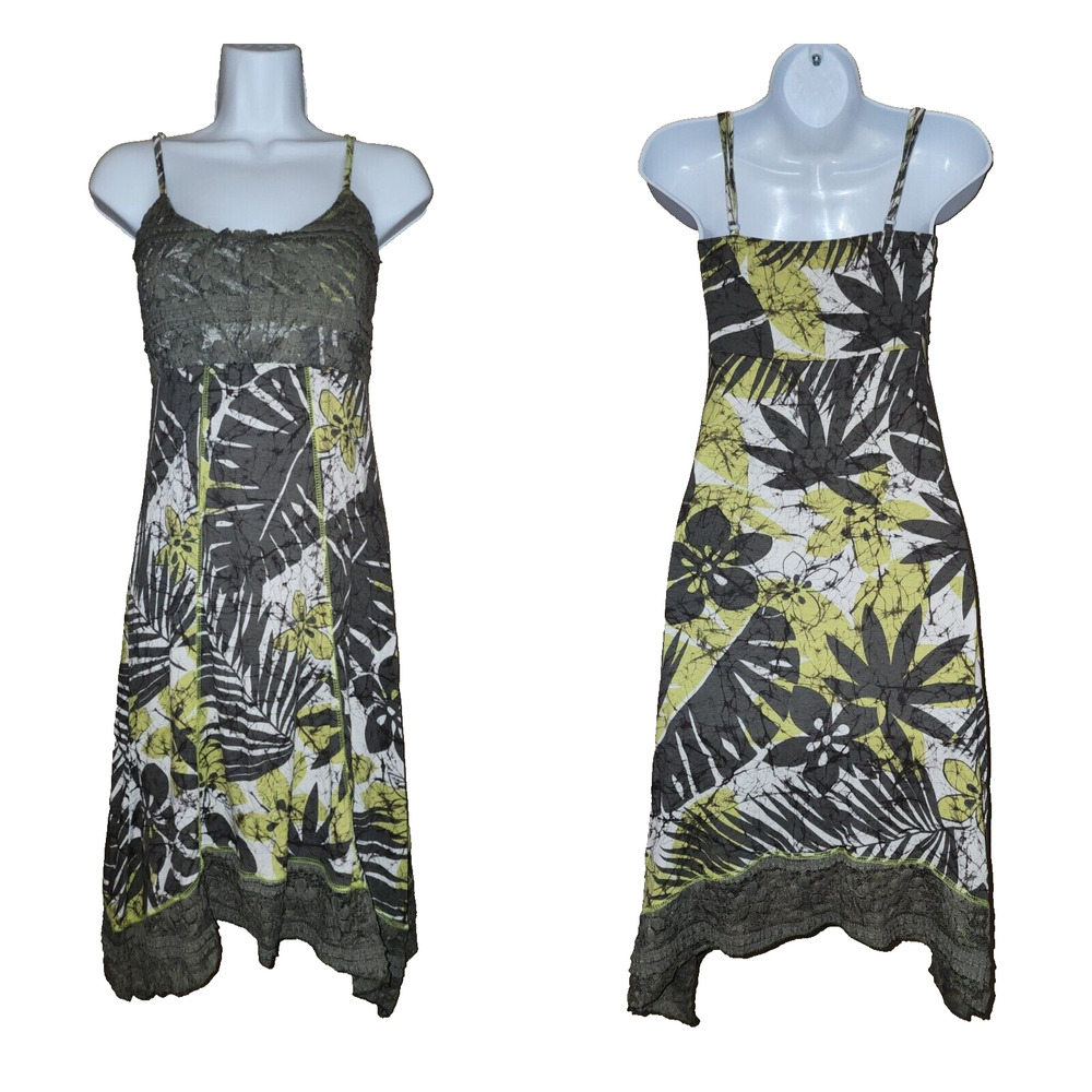 Xanaka Womens Dress Size US S FR 40 Green Jungle Sharkbite Hem Sleeveless Empire